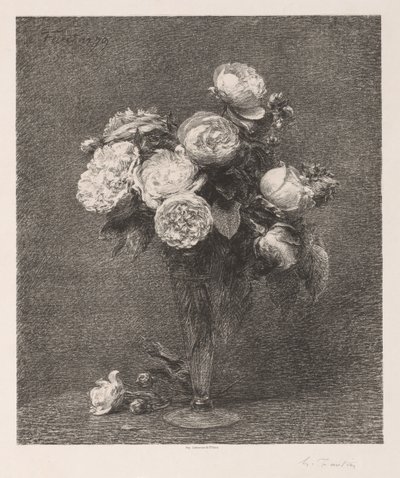 Kytice růží od Ignace Henri Jean Fantin Latour