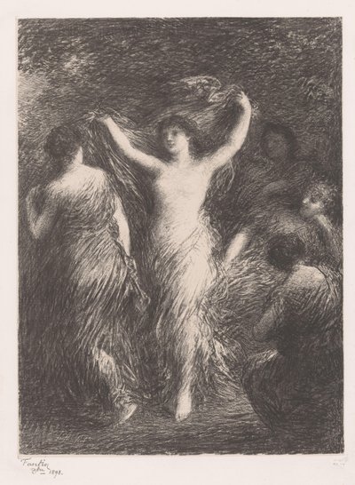 Tančící a pozorující ženy tance od Ignace Henri Jean Fantin Latour