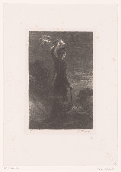 Isolda dává Tristanovi dohodnutý signál Tristan a Iseult. Zákon II. Signální tanec v noci Život a dílo Richarda Wagnera (název série) od Ignace Henri Jean Fantin Latour