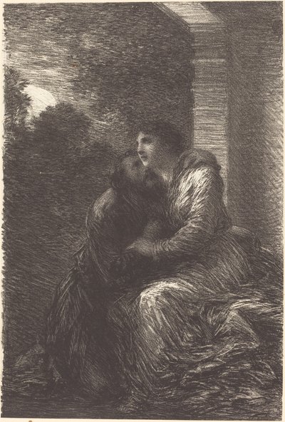 Milostná scéna z dějství III "Lohengrin" od Ignace Henri Jean Fantin Latour