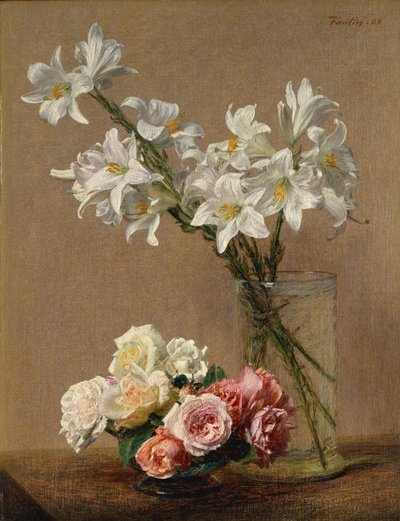 Růže a lilie, 1888. od Ignace Henri Jean Fantin Latour