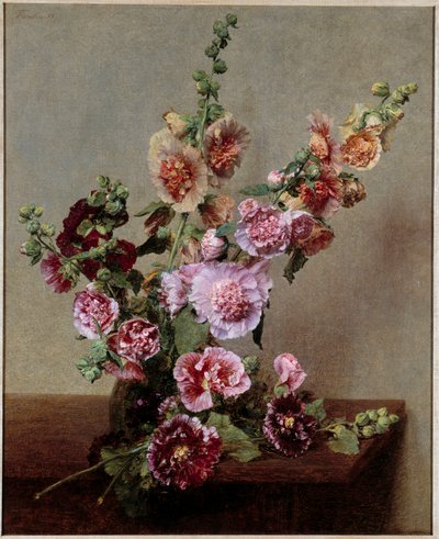 Roses tremieres Obraz Henri Fantin Latour (Fantin-Latour od Ignace Henri Jean Fantin Latour