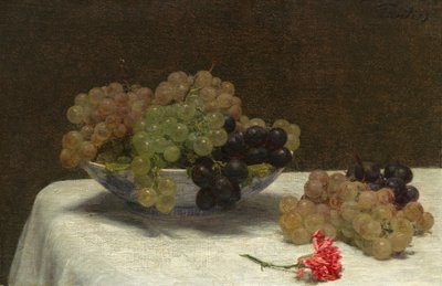 Zátiší s hrozny a karafiátem od Ignace Henri Jean Fantin Latour
