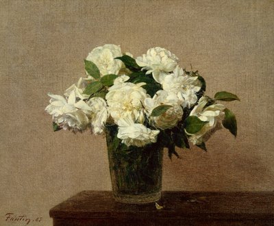 Zátiší s bílými růžemi od Ignace Henri Jean Fantin-Latour
