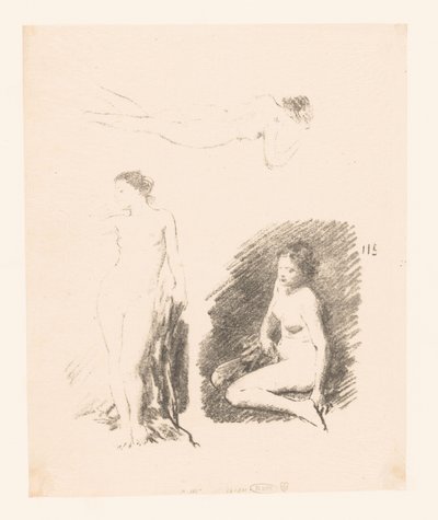 Studijní list se třemi nahými ženami od Ignace Henri Jean Fantin Latour