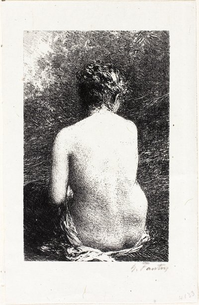 Studie sedící ženy při pohledu zezadu od Ignace Henri Jean Fantin Latour