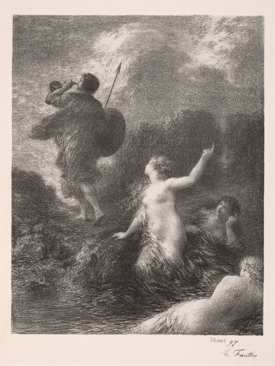 Soumrak bohů: Siegfried a Rýnské panny od Ignace Henri Jean Fantin Latour