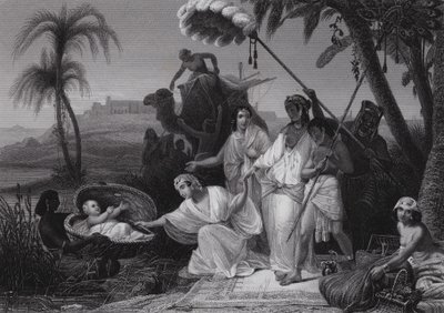 Nalezení Mojžíše (rytina) od Henri Frederic (after) Schopin