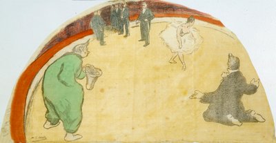 Cirkusová show s tanečnicí, klauny. Pastelová kresba Henriho Gabriela Ibelse (1867-1936) Soukromá sbírka 20. století od Henri Gabriel Ibels