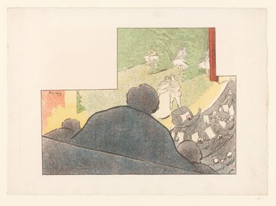 Muž sleduje divadelní představení z chaty Představení Théâtre Libre (název seriálu) Les Programs du Théâtre Libre (název série) od Henri Gabriel Ibels