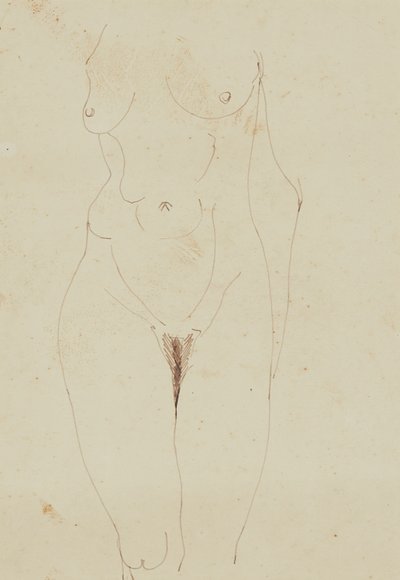 Ženské nahé torzo (pero a inkoust na papíře) od Henri Gaudier Brzeska