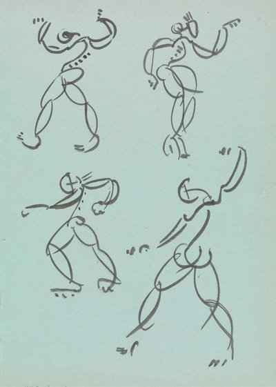 Čtyři studie tanečních figur od Henri Gaudier-Brzeska