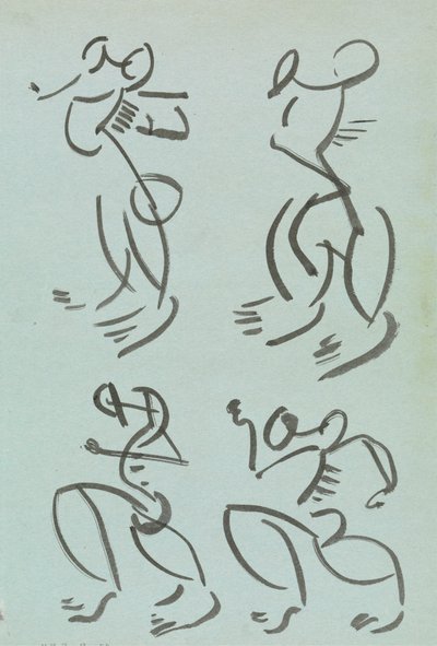 Čtyři studie tanečních figur od Henri Gaudier-Brzeska