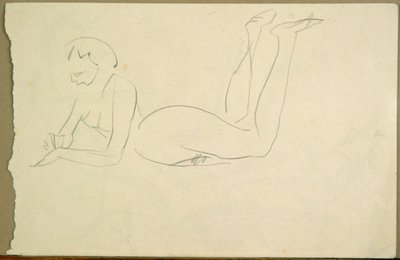 Nahá dívka ležící na podlaze (inkoust na papíře) od Henri Gaudier Brzeska