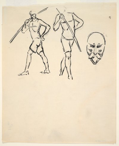 List skic [Dvě postavy a stylizovaná hlava] od Henri Gaudier Brzeska
