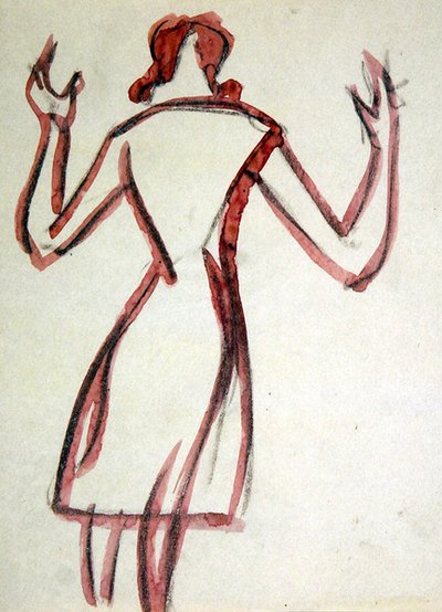 Pohled zezadu na ženu, zvednuté ruce od Henri Gaudier Brzeska