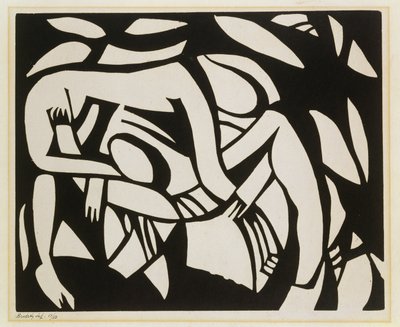 Wrestlers, kolem roku 1914 (linoryt) od Henri Gaudier Brzeska