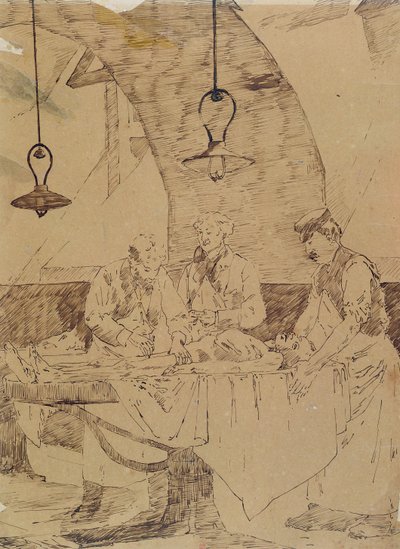 Pitva v Hotel-Dieu, Paříž, konec 19. století (pero a inkoust na papíře) od Henri Gervex