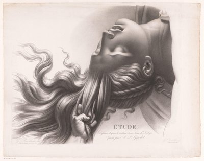 Hlava mladé ženy tažené za vlasy Etude dessinée d