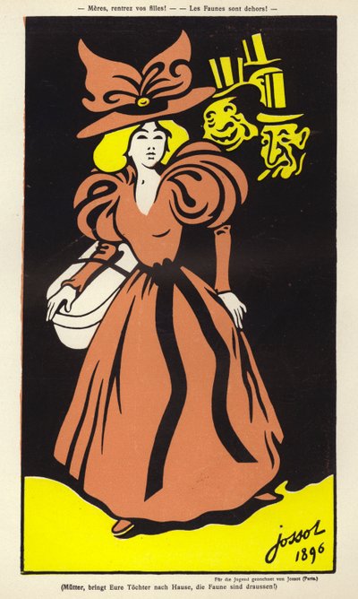 Matky, přiveďte své dcery! Faunové jsou venku! (barevná litografie) od Henri Gustave Jossot