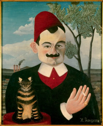 Portrét Pierra Lotiho Obraz Henriho Rousseaua dit le Douanier Rousseau (1844-1910), cca 1891, Slunce 62x50 Curych, Kunsthaus - Portrét Pierra Lotiho (1850-1923) - Obraz Henriho J. F. Rousseaua, zvaný Rouss Le Douanier4 (Rouss Le Douanier4 1910), olej na pl od Henri J.F. Rousseau