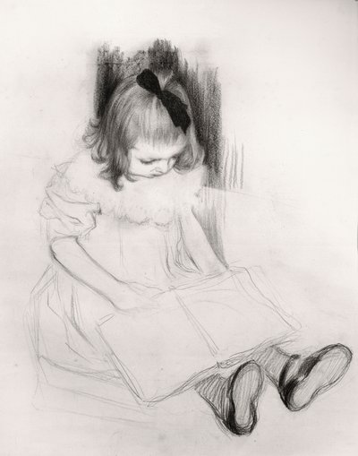 Dívka čte (pastel na papíře) od Henri Jacques Edouard Evenepoel