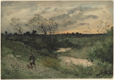 Svítání — Lovec se psem od Henri-Joseph Harpignies