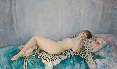 Akt na leopardí kůži, Le Cannet, 1926 od Henri Lebasque