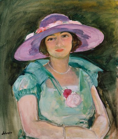 Portrét Marthe Lebasque ve fialovém klobouku, 1925-26 od Henri Lebasque