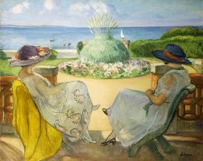 Dvě mladé ženy na terase u moře; Dvě mladé dívky na terase s výhledem na moře, 1922 od Henri Lebasque