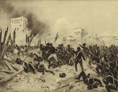 Bitva u Badajoz, 1812 (hlubotisk) od Henri Louis Dupray