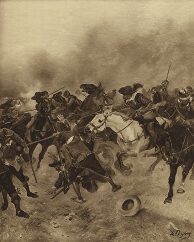 Bitva u Marston Moor, 1644 (hlubotisk) od Henri Louis Dupray