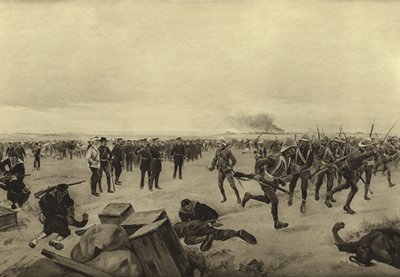 Obrana čínského vyslanectví, 1900 (hlubotisk) od Henri Louis Dupray