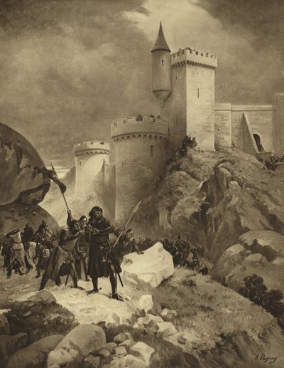 Anglický král Richard I. při obléhání Chaluše, 1199 (hlubotisk) od Henri Louis Dupray