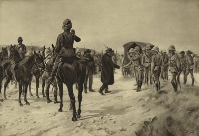 Kapitulace Pieta Cronjeho v Paardebergu, 1900 (rytina) od Henri Louis Dupray
