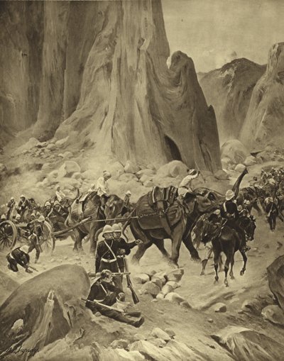 Habešská válka, 1868 (hlubotisk) od Henri Louis Dupray