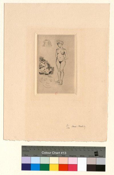 Dvě akty, dvě dětské hlavy od Henri Matisse