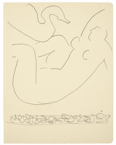 Studie (Léda a labuť) (černá pastelka Conté na papíře) od Henri Matisse