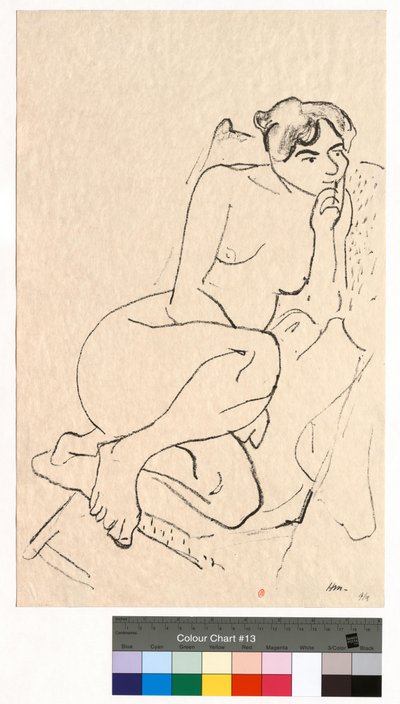 Zamyšlená postava ve skládacím křesle od Henri Matisse