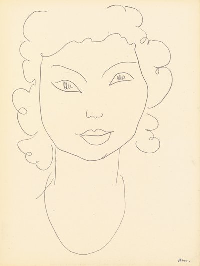 Hlava, kudrnaté vlasy (pastelka na papíře) od Henri Matisse
