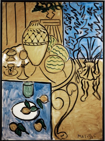 Interiér, žlutá a modrá od Henri Matisse