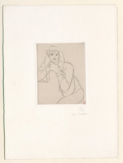 Mladá žena s rukama sepjatýma na opěradle nábytku od Henri Matisse