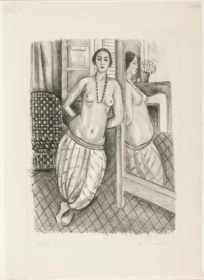 Odaliska v pruhovaných kalhotách, Odraz v zrcadle od Henri Matisse