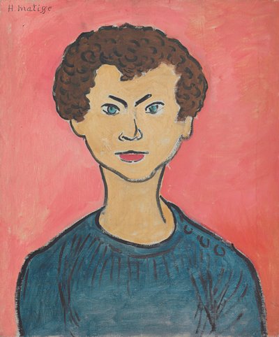 Portrét s kudrnatými vlasy, námořnický modrý svetr od Henri Matisse