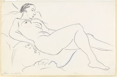 Ležící ženský akt (černobílá křída na papíře) od Henri Matisse