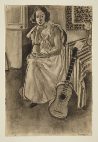 Sedící model s kytarou od Henri Matisse