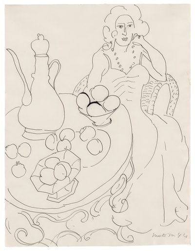 Sedící žena před servírovacím stolem od Henri Matisse