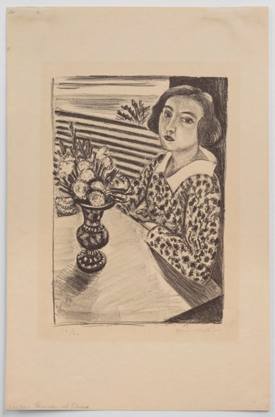 Sedící mladá dívka s kyticí květin od Henri Matisse