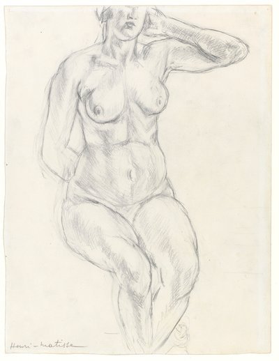 Sedící akt, asi 1918 (grafit a černá křída na papíře) od Henri Matisse
