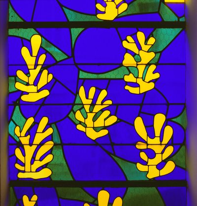 Vitráž "Strom života" za oltářem v Růžencové kapli ve Vence od Henri Matisse